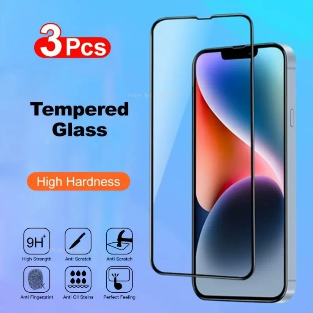 

3Pcs Tempered Glass For IPhone 14 11 Pro Max 12 13 Mini 7 8Plus Screen Protector For IPhone 15 Pro Max XR XS Max Glass