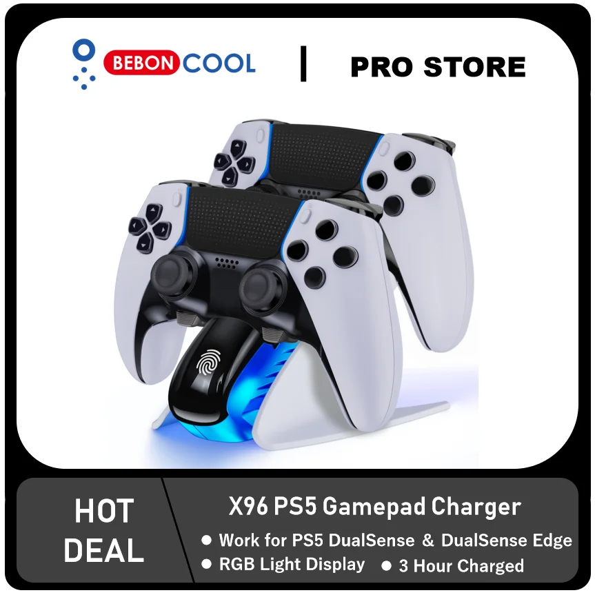 Controller Charger Dock Dual Controller Charger for PS5 Charging Station with USB C Cable for Playstation 5 Dualsense Controllers