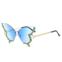 Luxury Party Sunglasses Women Butterfly Diamond Rhinestones Personality Flash Shades Tint Color Travel Blogger Glasses - Image 6