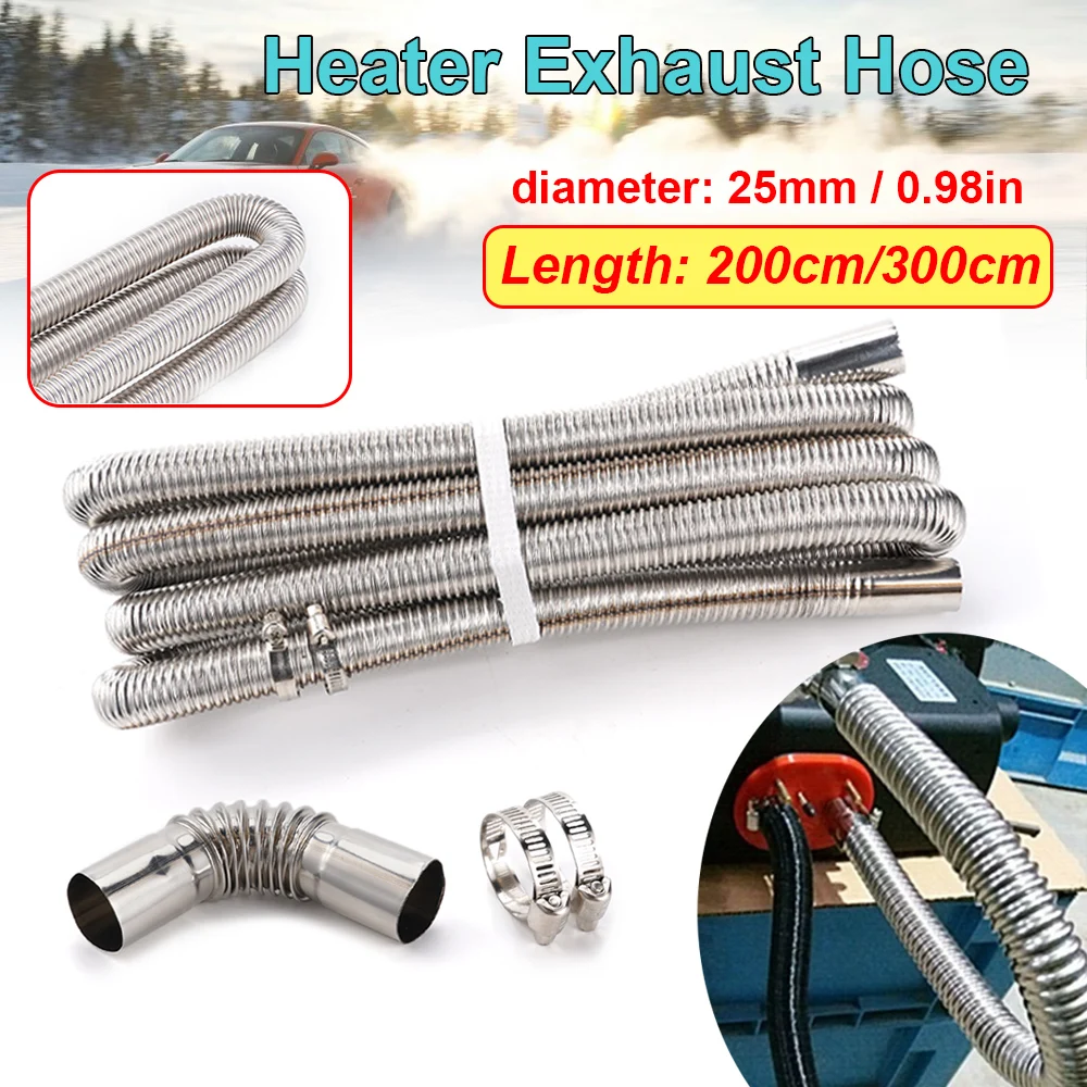 Diesel Heater Exhaust Pipe 200/300cm 25mm Stainless Steel