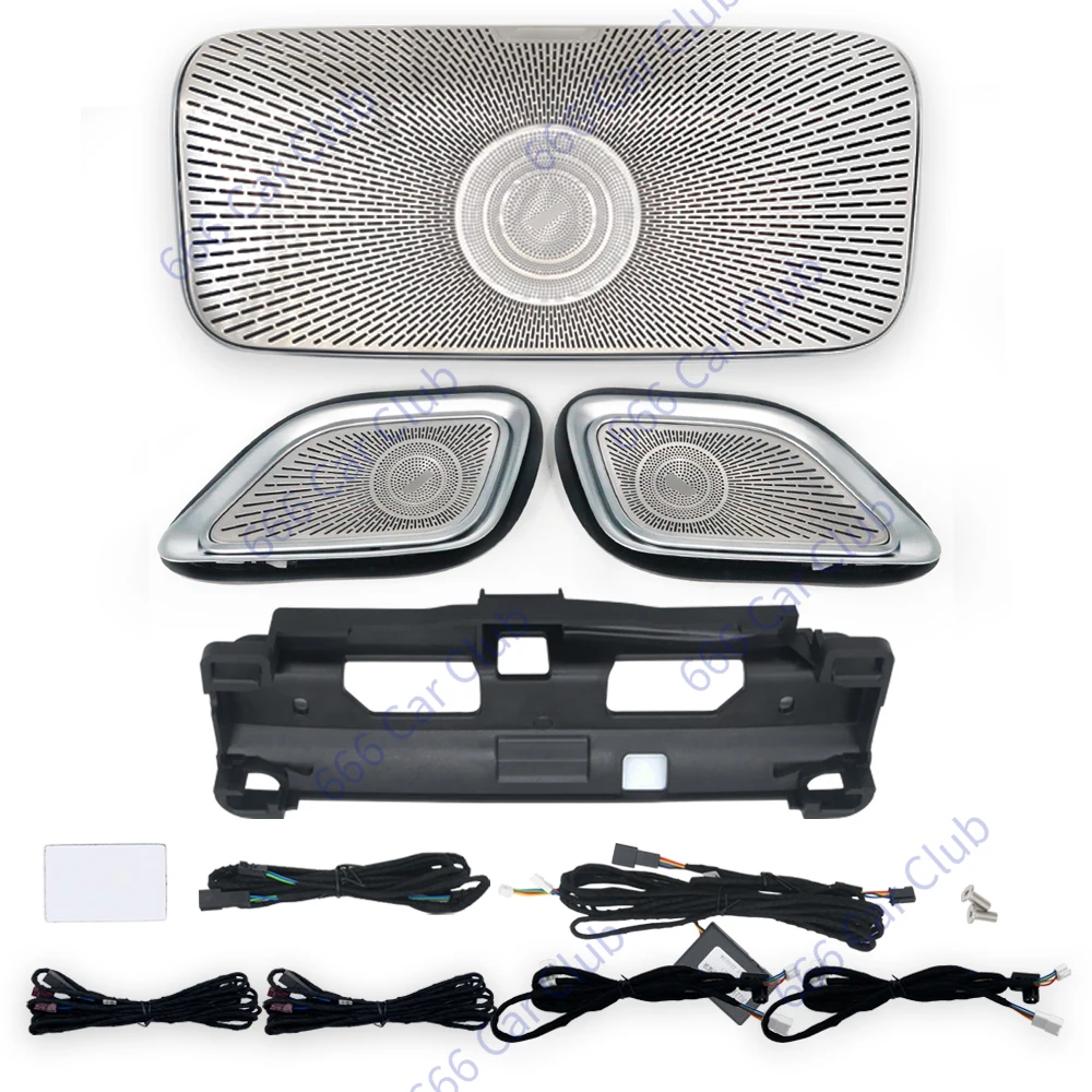 64 색상 메르세데스-벤츠 S 클래스 W223 S450L S500 S480 S680 LED 스피커 커버 4D 회전 트위터 용 자동차 지붕 서라운드 스피커