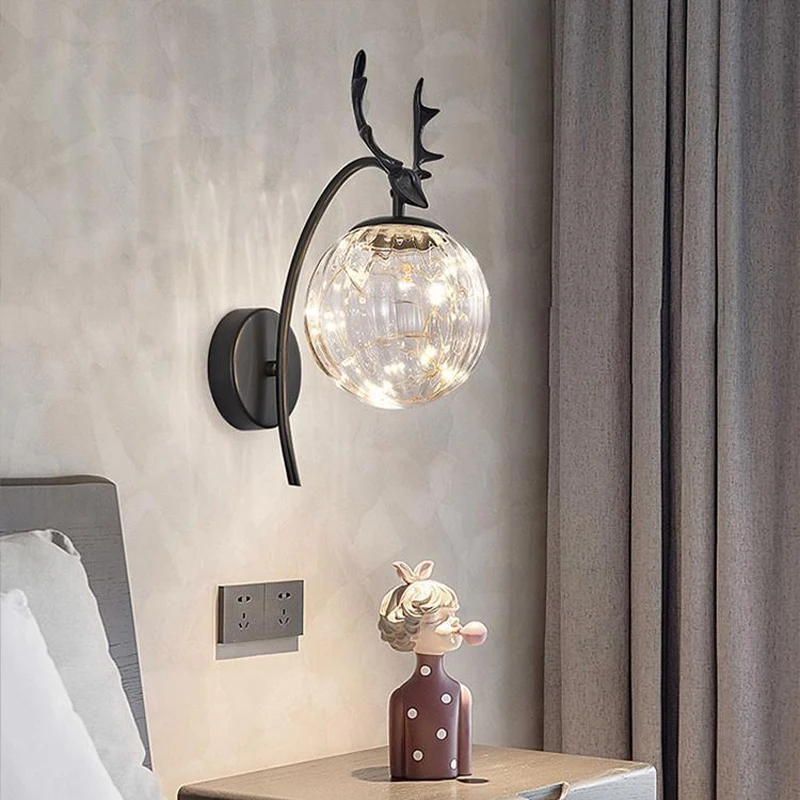 

Nordic Bedroom Bed Side Recessed Decorate Wall Sconce Indoor Living Room Modern Lamp Fixtures Led Glass Ball Wall Light For Home