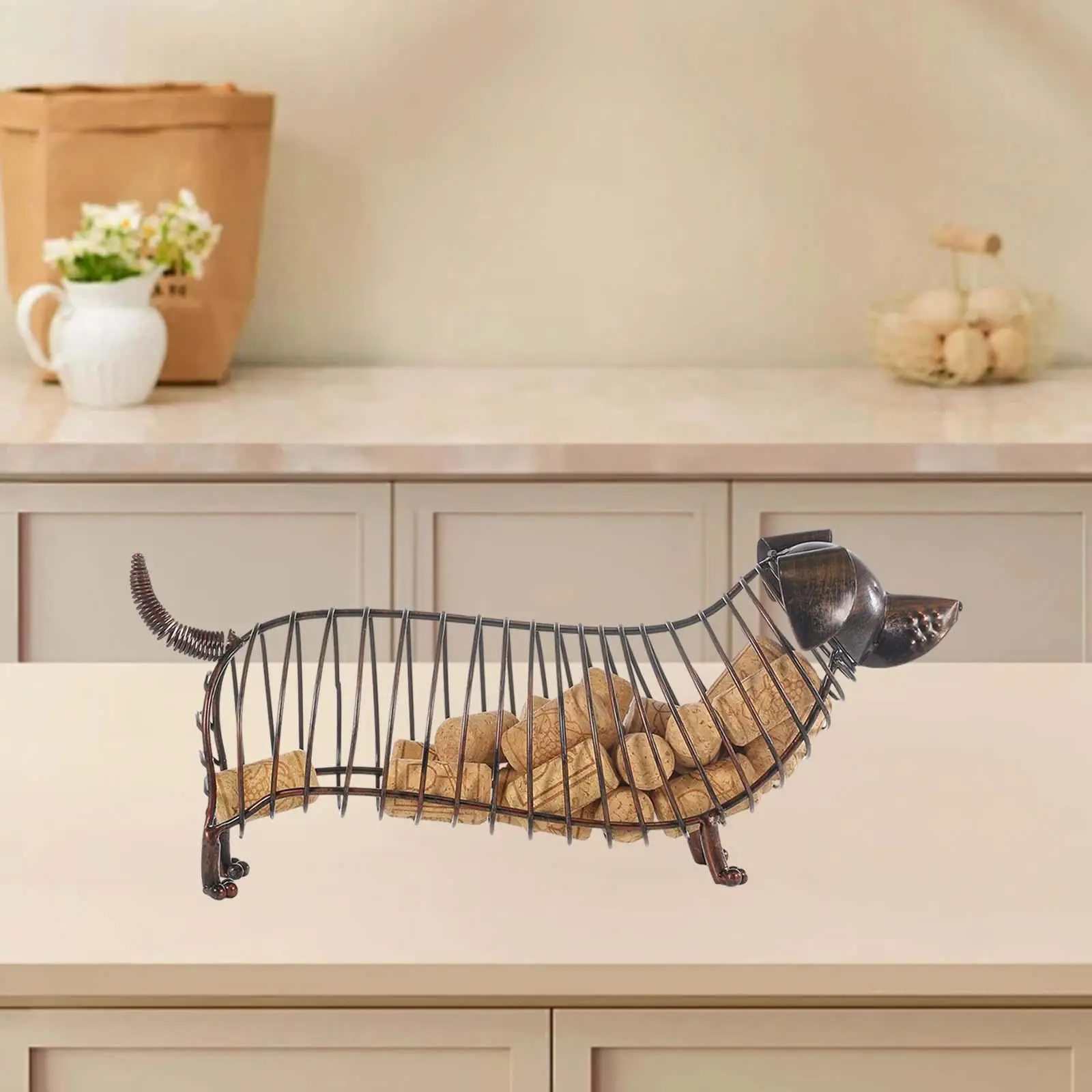 Dachshund Cork Holder Farmhouse Metal Wine Cork Holder Ornament Wine Stopper Display Rack for Home Bar Decor Kitchen Decor