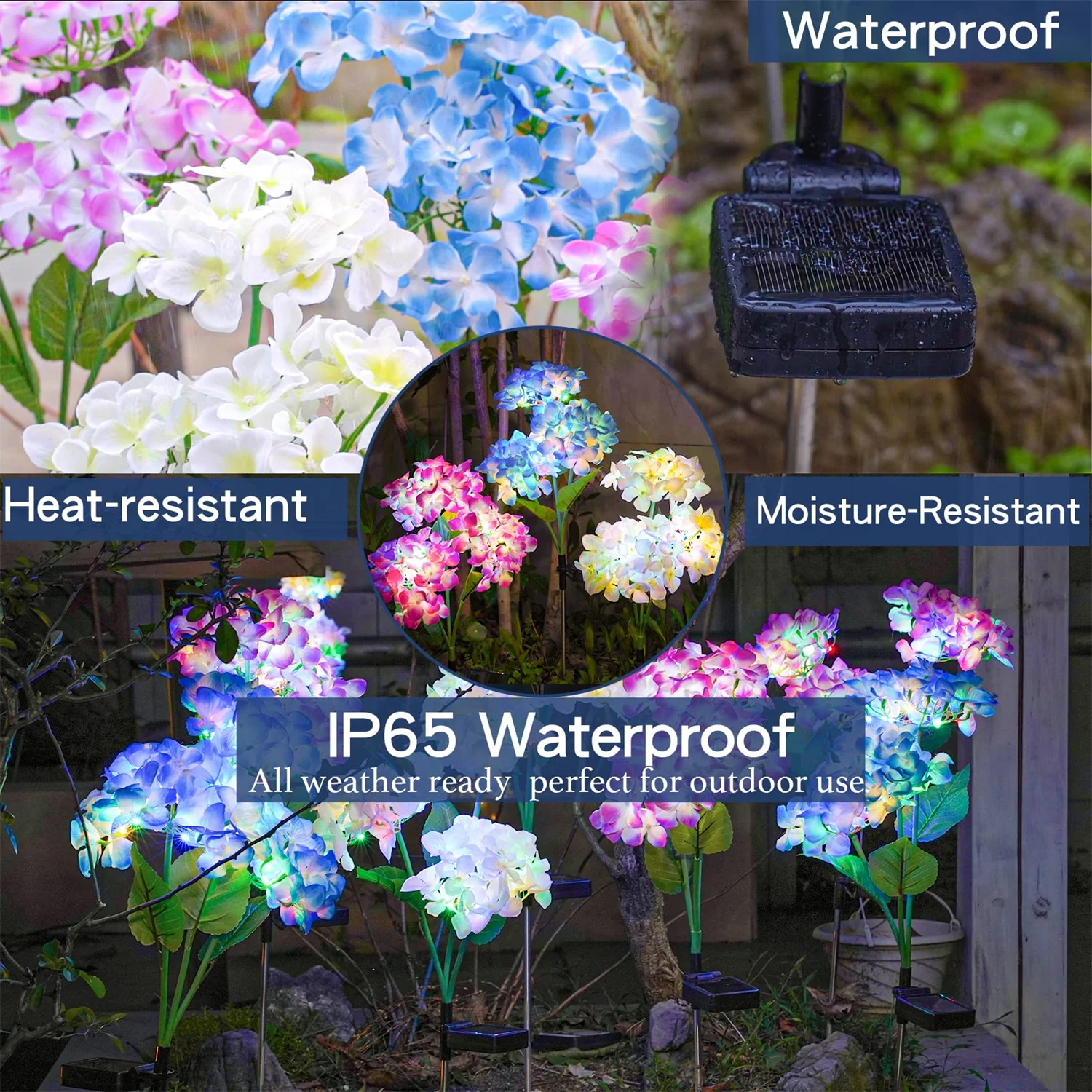 Hydrangea Flower Solar LED Light Outdoor Waterproof Landscape Light Simulation Flower Lamp for Yard Garden House Lawn Decoration 4