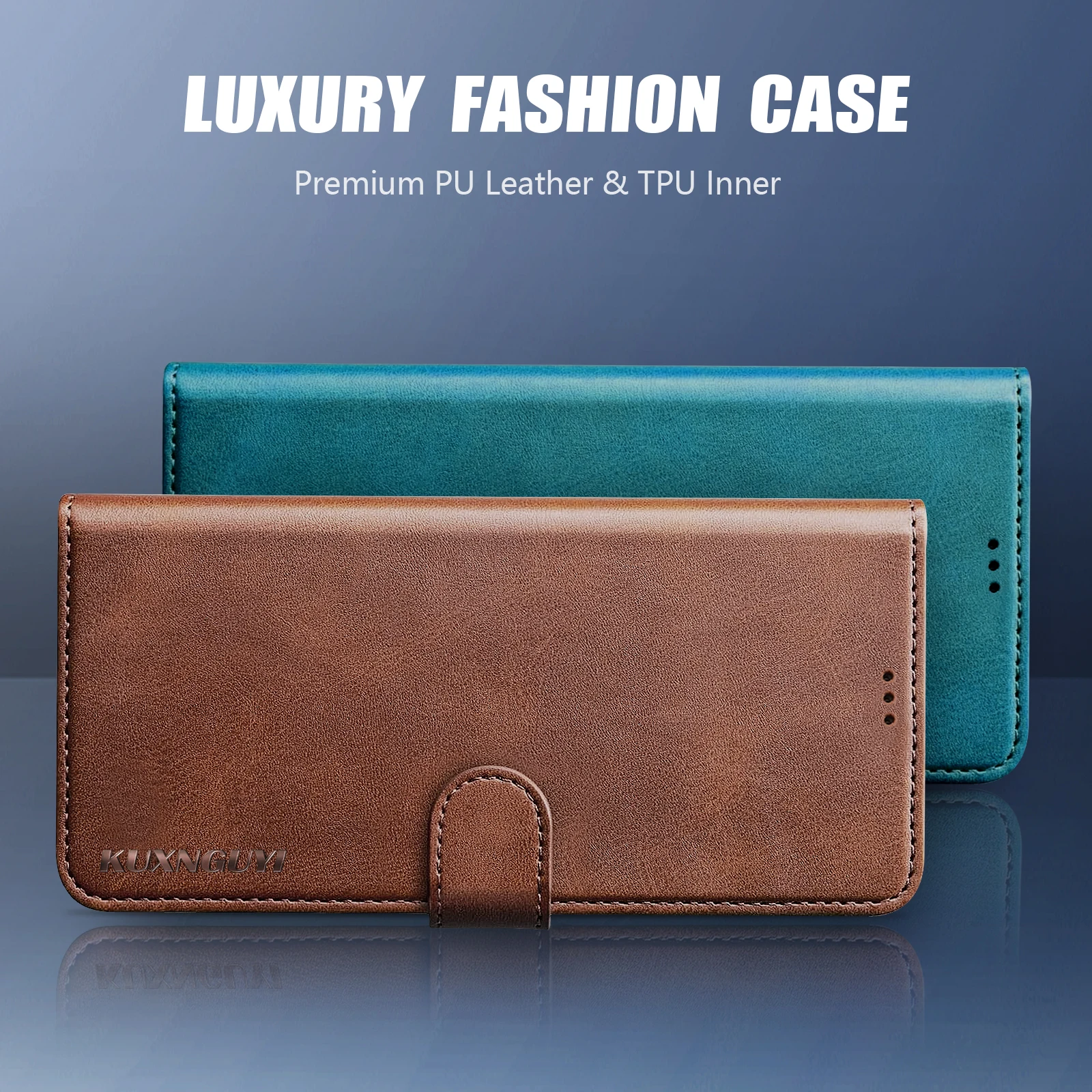 Premium Magnetic Flip Leather Wallet Case with Card Holder
