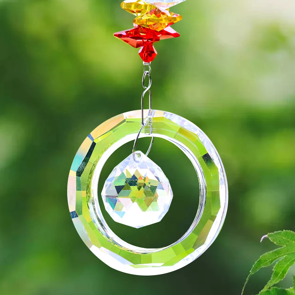 Muy Bien Chakra Rainbow Crystal Prism Sun Catcher Ball Pendulum Feng Shui Pendant Chandelier Parts DIY Hanging Home Garden Decor