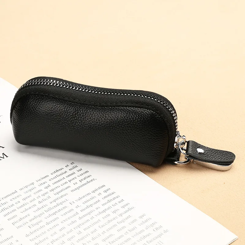 Men's real Leather Key Wallet Waist Hanging Key Purse peanut Housekeeper Covers Zipper Pouch Keychain Organizer Car Key Holder