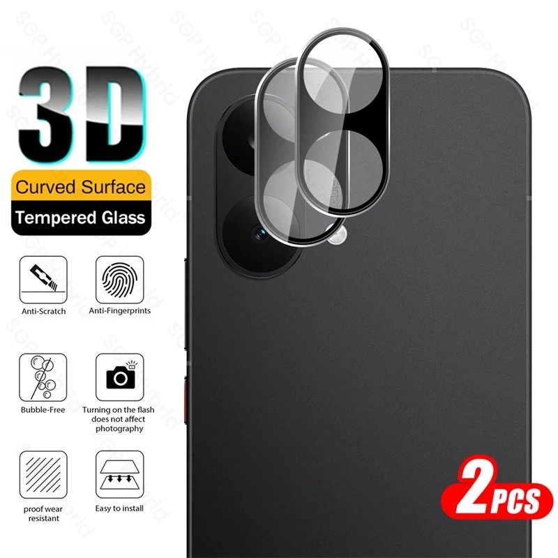 2-Pack Black 3D Camera Protective Glass with 9H Curved Lens Film