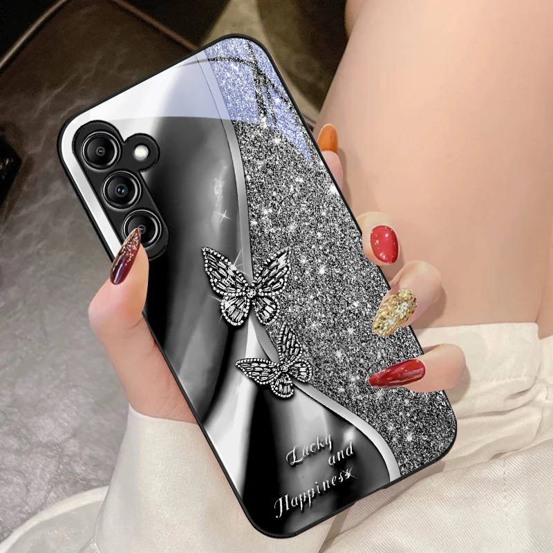 Golden Butterfly Glass Phone Case