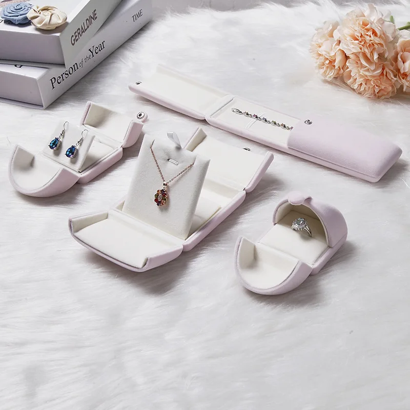 

Velvet Jewelry Box Double Flip Cover Case Organizer for Ring Earring Bracelet Bangle Pendant Necklace Wedding Couple Gift Woman