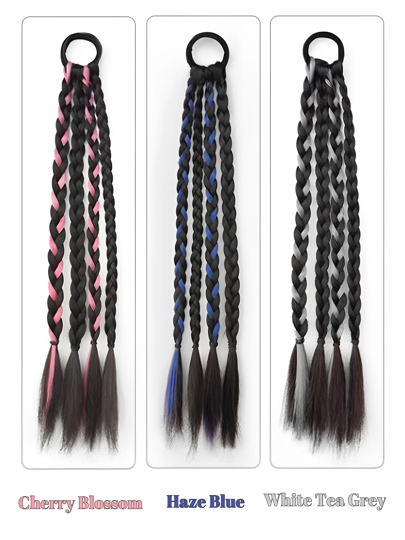 Black Pink Synthetic Hair Extension Ponytail for Women