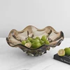 Designer Brown Pleated Skirt Glass Fruit Tray Living Room Coffee Table Storage Tray Office Nut Snack Tray Ornaments 1
