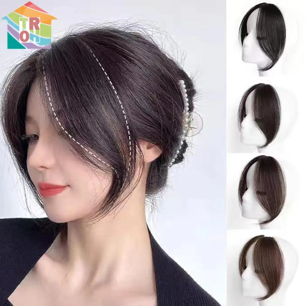 Hair Extensions Hair Bangs 2Pcs Seamless Natural Invisible Air Side Bangs Wig Piece