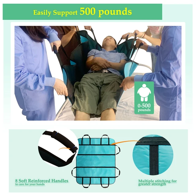 Leetye Mei Patient Transfer Sheet ,Positioning Bed Pad with 8 Handles, 48" x 40" Patient Aid Assistant for Turning, Lifting 5