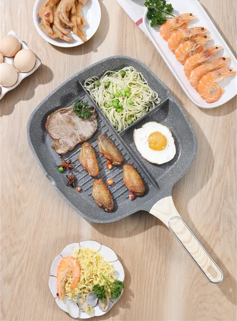 Potted Pans 3 in 1 Breakfast Pan with Sections - 11in Nonstick 3 Way  Divided Pan 