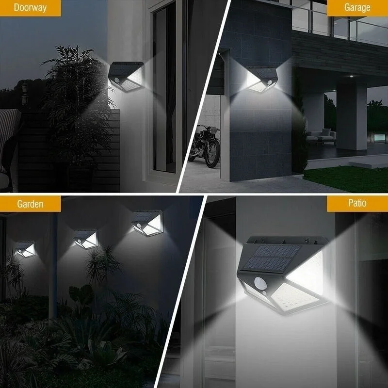 solar pathway lights 168/126/100LED Solar Street Light, PIR Motion Powered Sensor Wall Lamp Dimmable Lights Outdoor Waterproof with 3 Mode for Garden solar powered patio lights