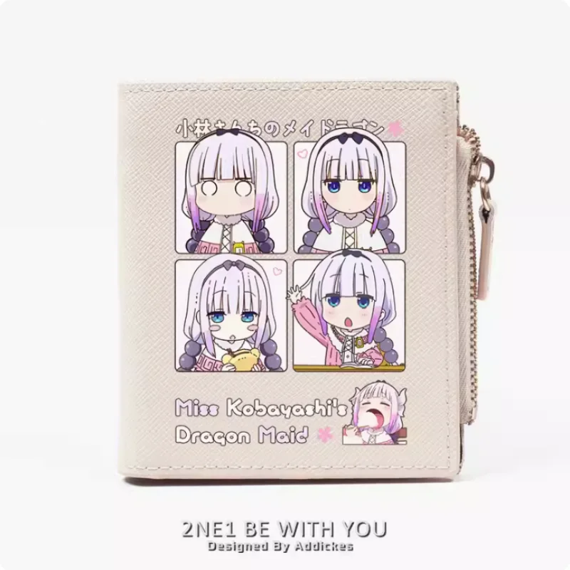Miss Kobayashi's Dragon Maid Anime Zipper Wallet Fold Bag Multi Card  Coin Pocket Holder Fashion Kids Wallets Gift