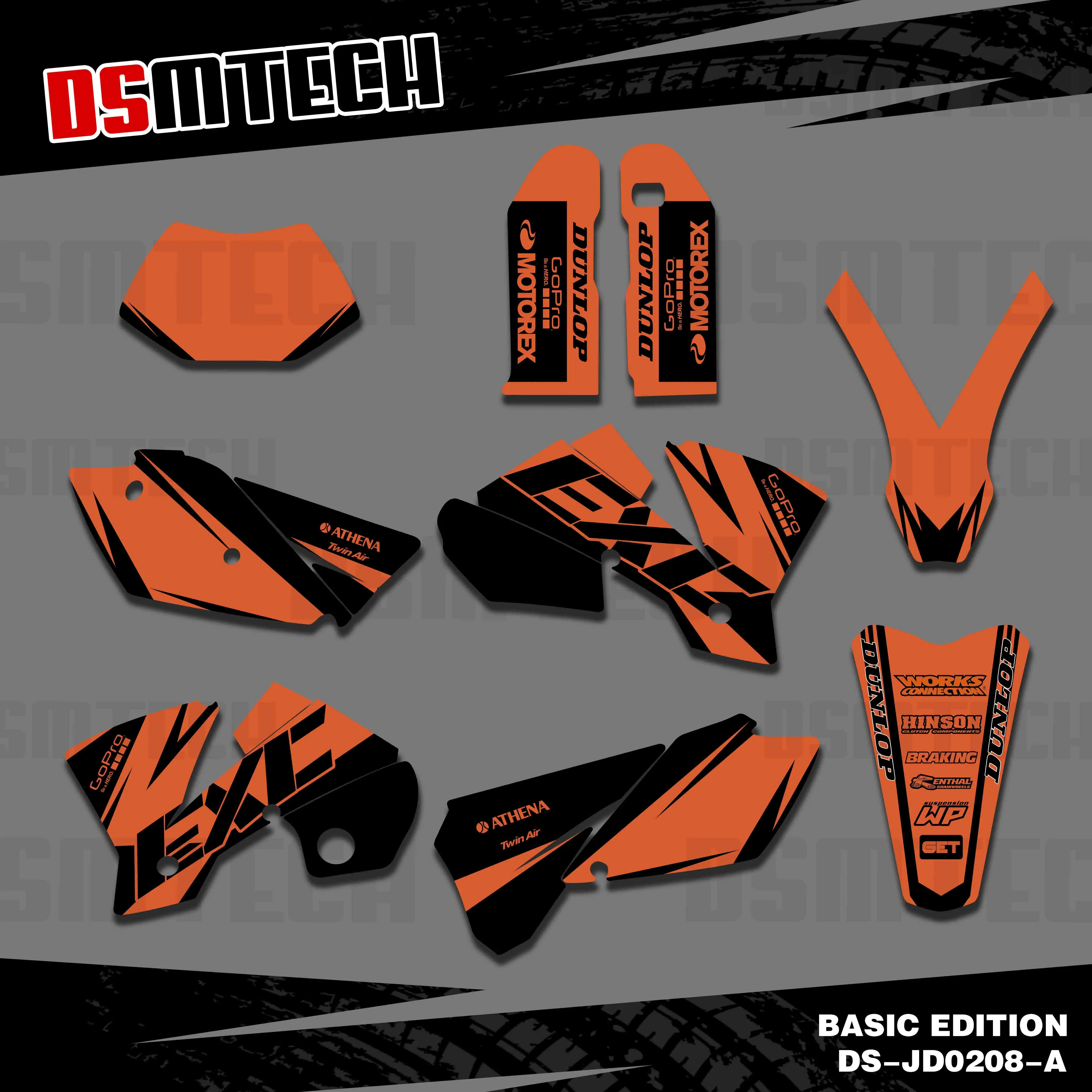 

DSMTECH NEW GRAPHICS & BACKGROUNDS DECALS For KTM 125 200 250 300 400 450 525 EXC 2004 Motorcycle Personality Decoration