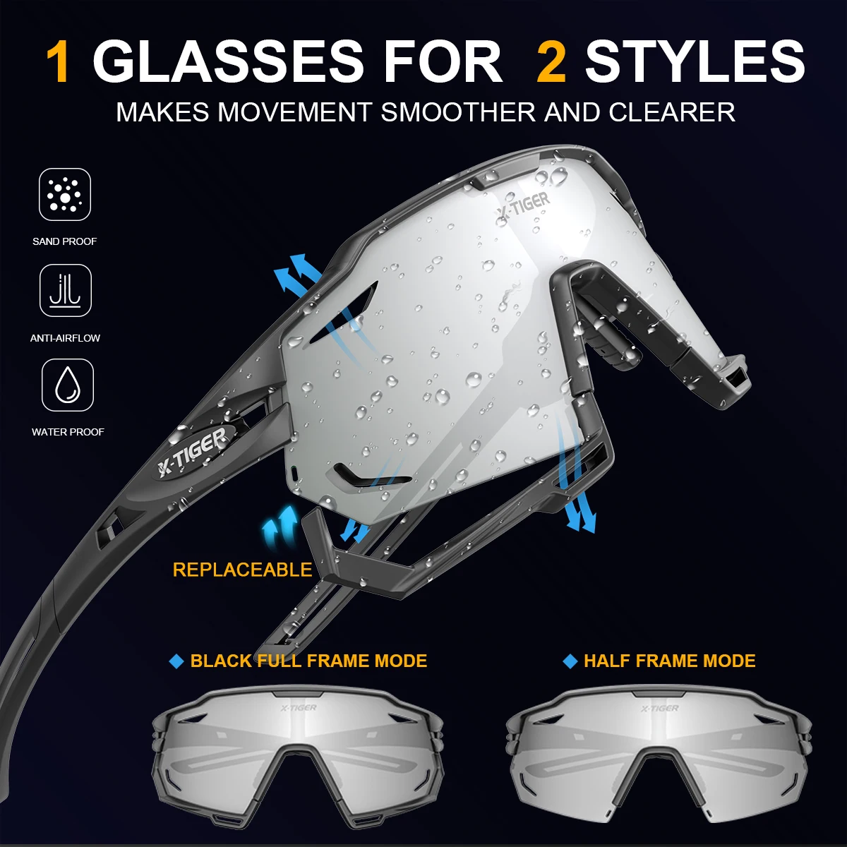 Cycling Sunglasses X-TIGER UV400 Protect Sports Polarized Men Bicycle MTB Racing Bike Eyewear
