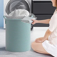 Foldable Round Dirty Clothes Laundry Basket Household Bathroom Storage Bucket Toy Clothes Storage Bag Organizer 2