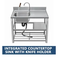 304 Stainless Steel Storage Kitchen Sink with Bracket Creative Home Three-layer Integrated Sink Basin Modern Kitchen Accessories 1