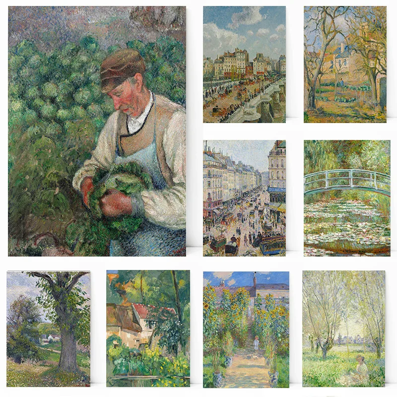 Paesaggio Rurale Pastorale Alberi Di Montagna Stagno Acquerello Poster Stampa Wall Art Immagini Tela Pittura Soggiorno Decorazioni Per La Casa