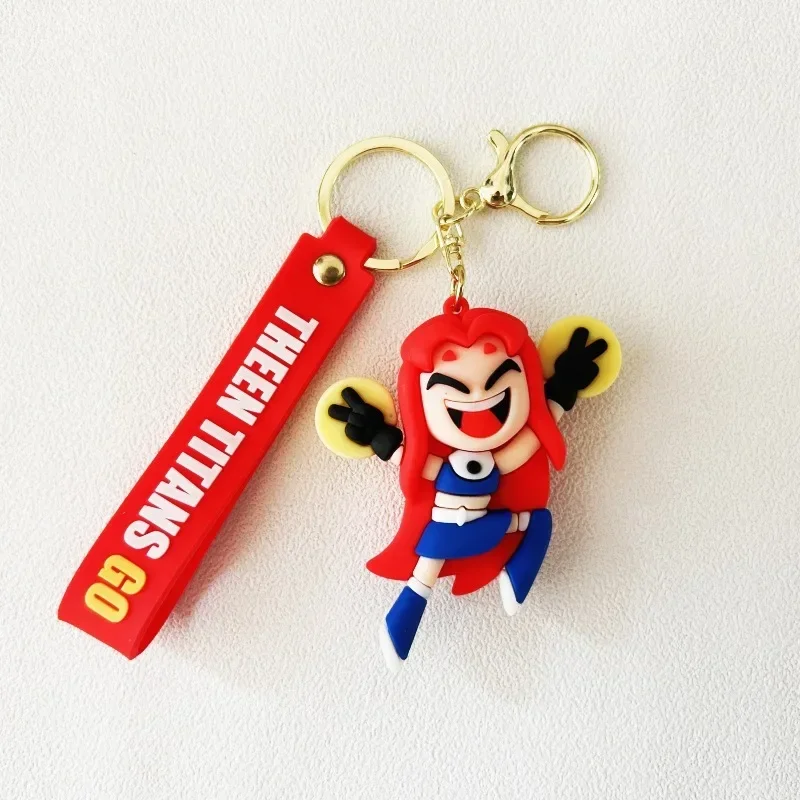 DC 십대 타이탄 로빈 비스트 보이, 사이보그 스타파이어 레이븐 PVC 인형, 애니메이션 키체인, 키링 액세서리 장난감, 어린이 생일 선물