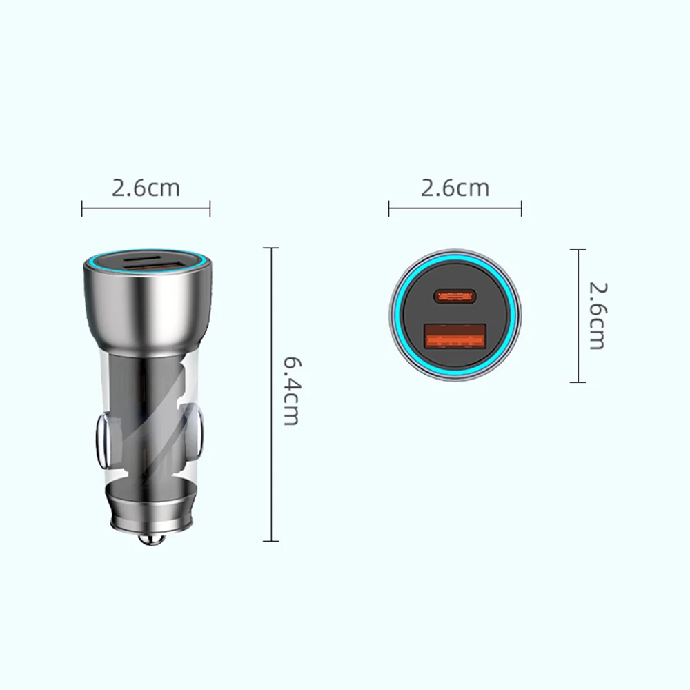 30W PD Type C Car Charger Fast Charging Charger For iPhone 16 Samsung Xiaomi 15 Huawei 2 Ports Car Quick Phone Charger Adapter