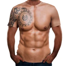 

Newest 3D Muscle T Shirt Men Summer Short Sleeve Fitness Tee Cool Streetwear 3D Print Fake Muscle T-shirt 3D Abdominal Tops Male