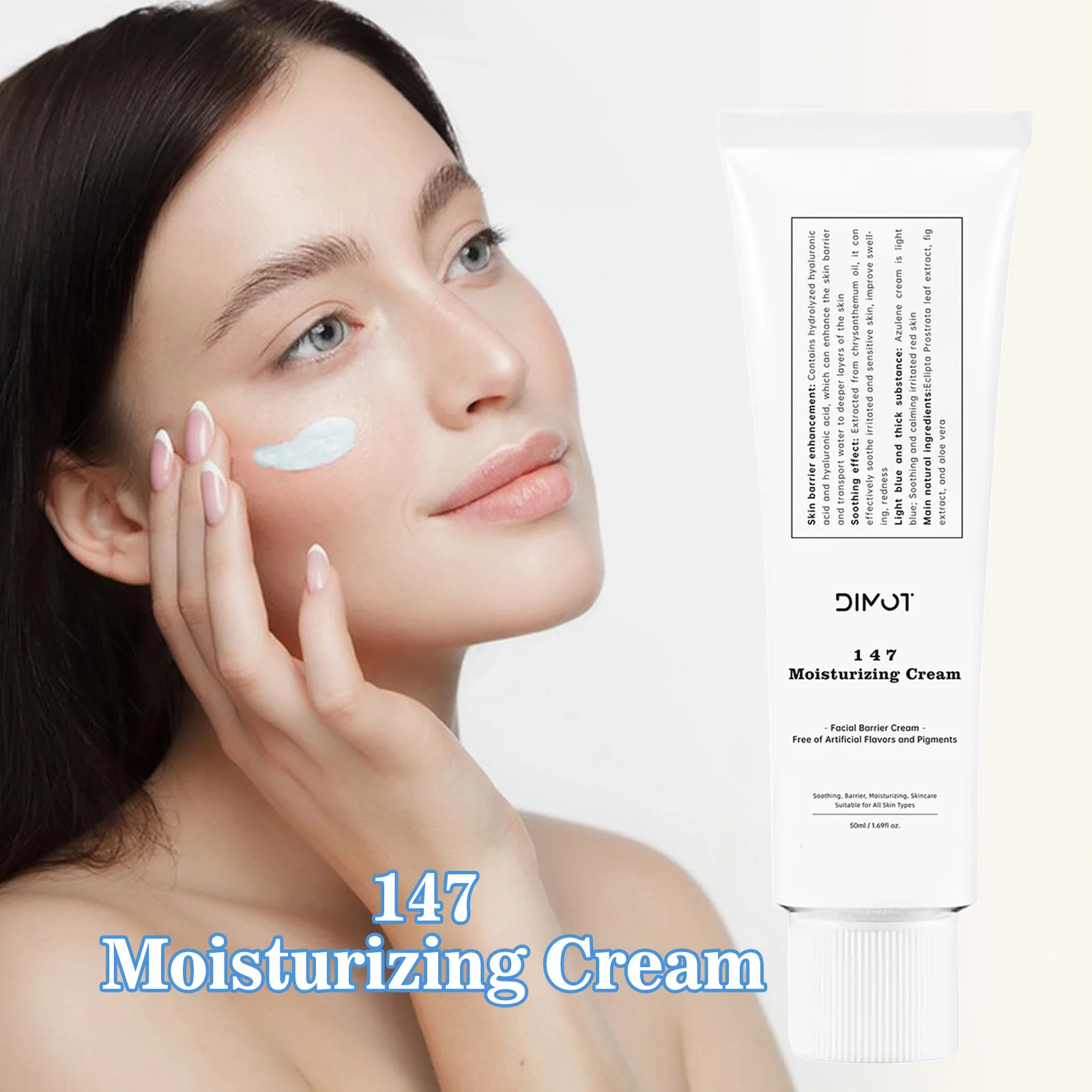 קרם פנים עם חומצה היאלורונית בנפח 50 מיליליטר, מרכך ומרטיב עם תמציות טבעיות, לחות עמוקה ופורמולה לא שומנית