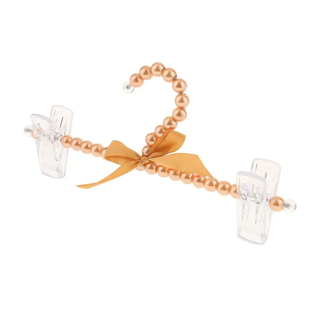 23cm Imitation Pearl Beads Clothes Hanger With 2 Clips 5