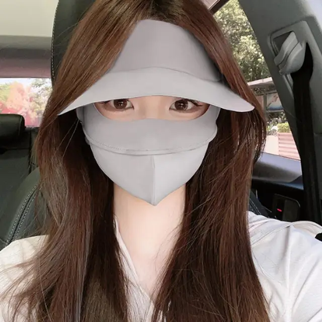 Full Face Sun Protection Mask Outdoor Breathable Uv Protection Sunscreens Hat Scarf Uv Protection Thin Ice Silk Face Mask 1