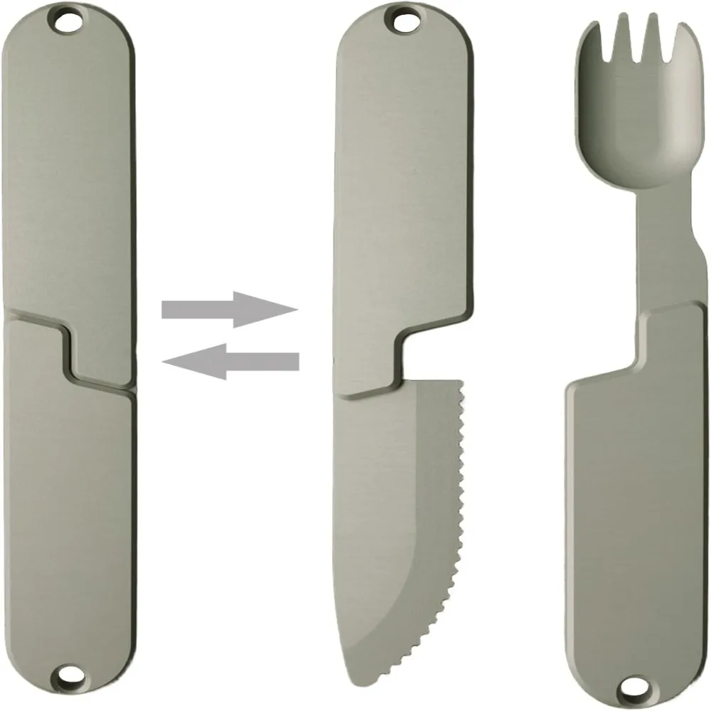 Description Picture 3 of item2 In 1 Camping Eating Utensils Set Detachable Reusable Spoon-Fork Compact Stainless Steel Camping Fork Combination