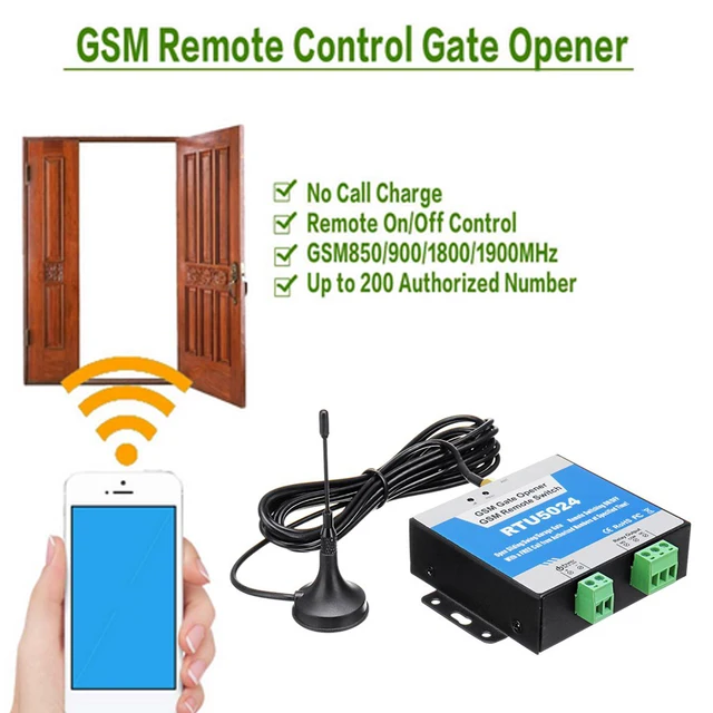 Quad-Band RTU5024 GSM Gate Relay Switch Remote Control Door Opener 3A/240VAC Output Antenna Multiple applications Door Opener 2