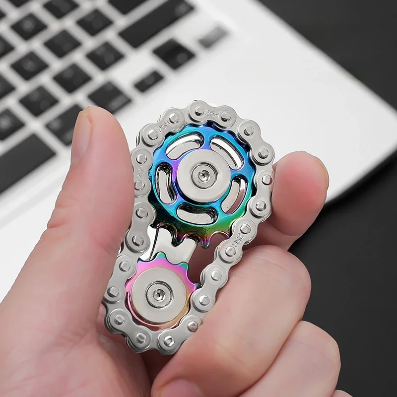 Sprockets Flywheel Fingertip Gyro Fidget Spinner Antistress Anxiety Metal Bike Chains Spinner Fidget Toys For Adult Kids