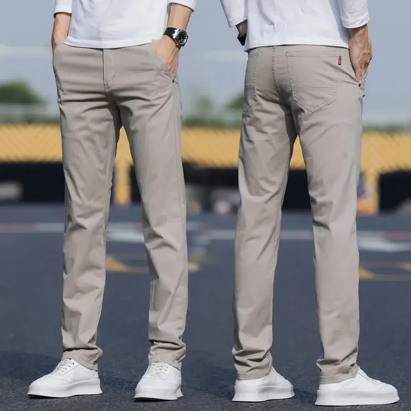 

2023 Men's Spring and Summer Fashion Business Casual Long Pants Male Elastic Straight Formal Trousers Plus Big Size S01