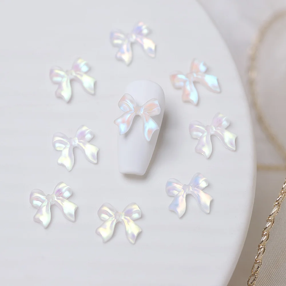 3D Nail Charms Stickers DIY ABS 20pcs Heart Parts Kawaii Pure White Nails Art Accessories for Nail Japanese Design DIY Nail Deco