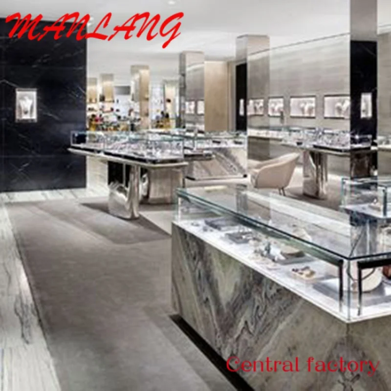 CustomLuxury jeweller's store glass display showcase for sale jewelery display Cabinet jewels mall counter jewelry kiosk