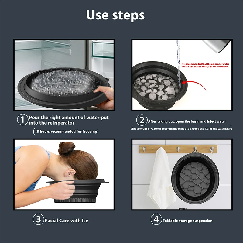 Large Bowl For Face Ice Bath Foldable Ice Bath Bowl Silicone For Dipping Face At Home