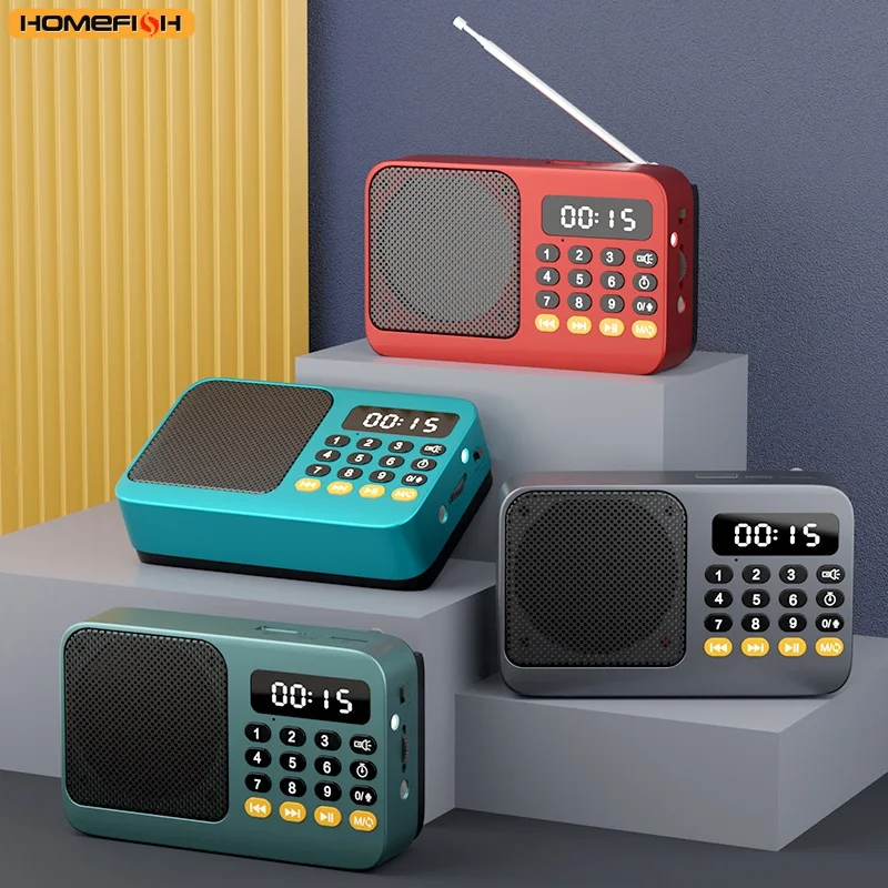Handheld Rechargeable Digital FM USB TF MP3 Player Portable Radio Music Player Speaker Devices Supplies With LED Display