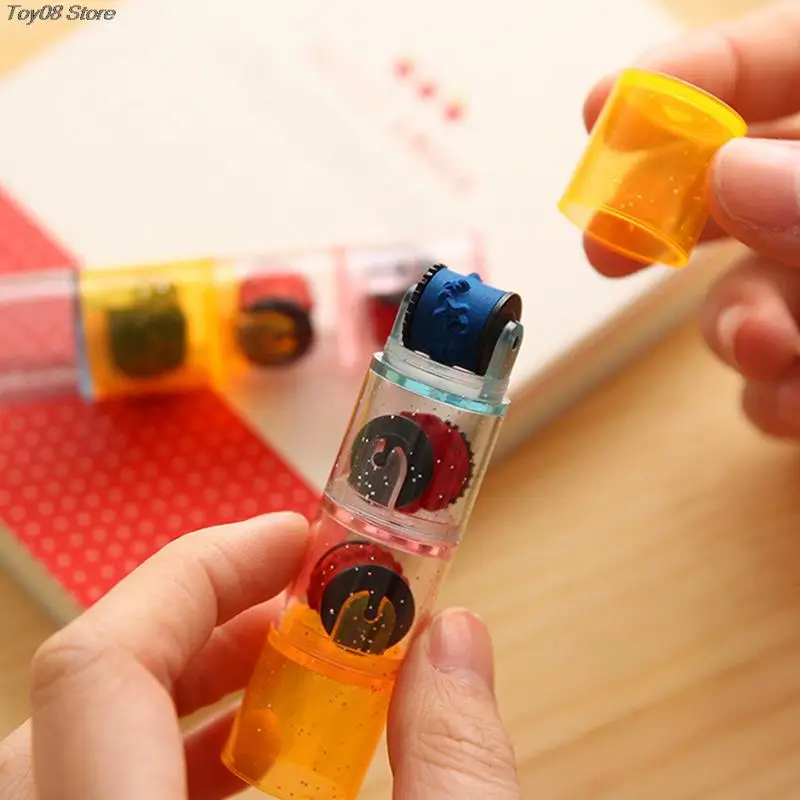 Mini Ink Stamp Roller Seal 3pcs/set Fun Kids Toy DIY Supplies self ink stamps
