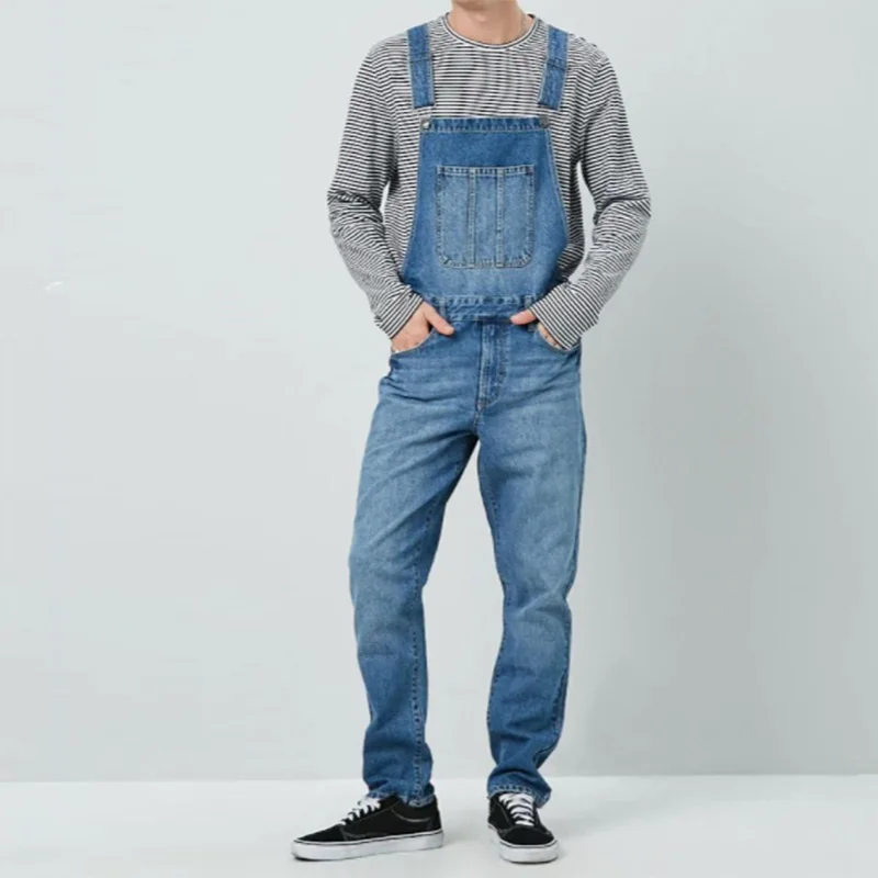 Men's Jeans Suspenders New High Street Denim Jumpsuit Spring and Autumn Full Length Overalls Male Bibs Cargo Pants
