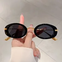 Lunettes de soleil rétro à petite monture ovale, nuances de luxe en métal de styliste pour femmes, marque de mode léopard, lunettes de soleil de plage pour dames 1