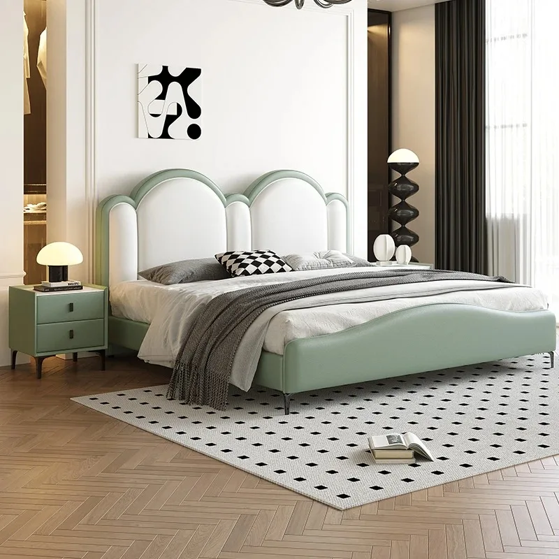 

Aesthetic Girl Wood Double Bed Black Master Minimalist Modern Salon King Double Bed White Wood Bedroom Cama Casal Home Furniture
