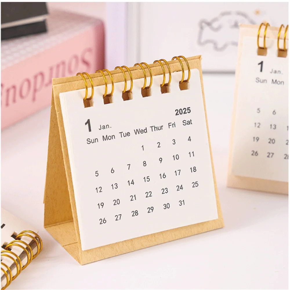 Ouligay Mini Desk Calendar 2024-2025 - Small Standing Flip Calendar For Office & Home