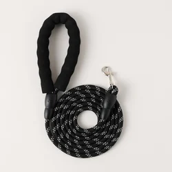Reflective Nylon Dog Leash with Soft Padded Handle - Durable Training Rope - 30m (Black)