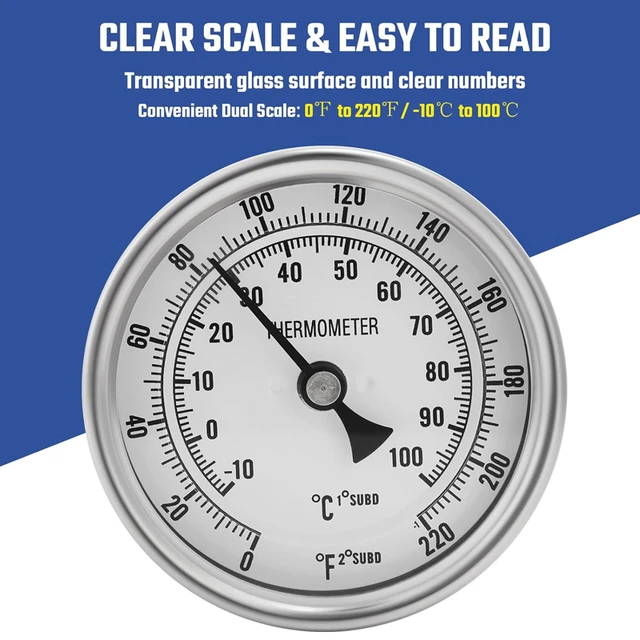 Dial Thermometer 1/2 NPT For Brewing, Distilling