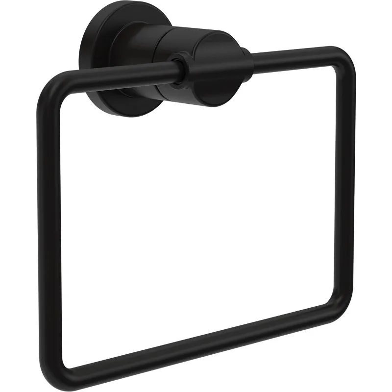 4-Piece Bath Hardware Set with 24-in Towel Bar, Toilet Paper Holder, Towel Ring, Hook in Matte Black