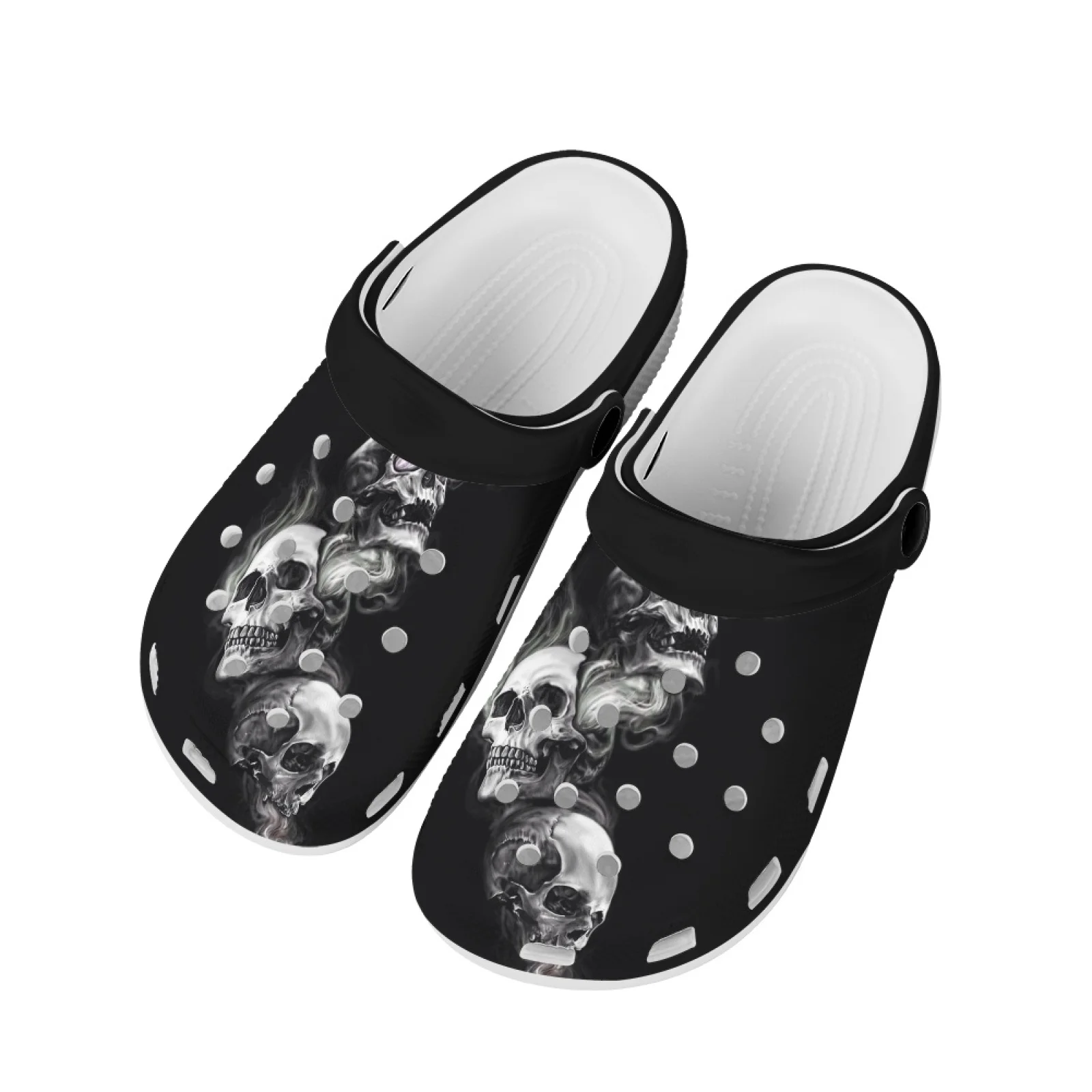 INSTANTARTS Gothic Skeleton Skull Sandals Unisex Clogs Lightweight Beach Slippers for Women Men Comfortable EVA Garden Shoes