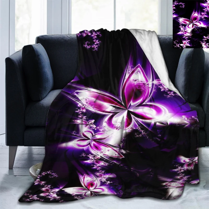 Soft Cartoon Printed for Bed Couch Sofa Gift Lightweight King Size 3D Print Butterfly Blanket Flannel Blanket Bed Throw Blanket